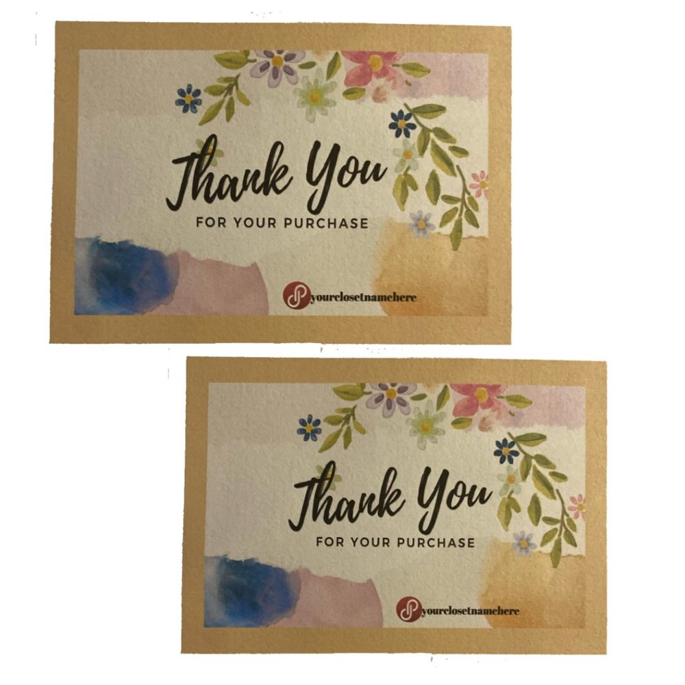 Colored Floral 100 Thank You Customer Card - Picture 5 of 11